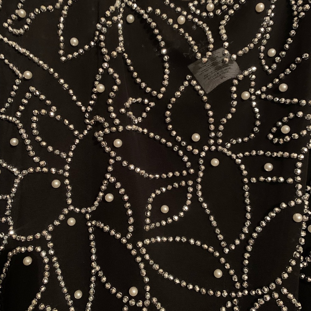 MSK Women's New Asymmetrical  PL Beaded & pearl like Overlay …Gown in black 😎 - Picture 6 of 11